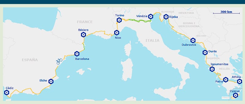mapa ruta eurovelo 8
